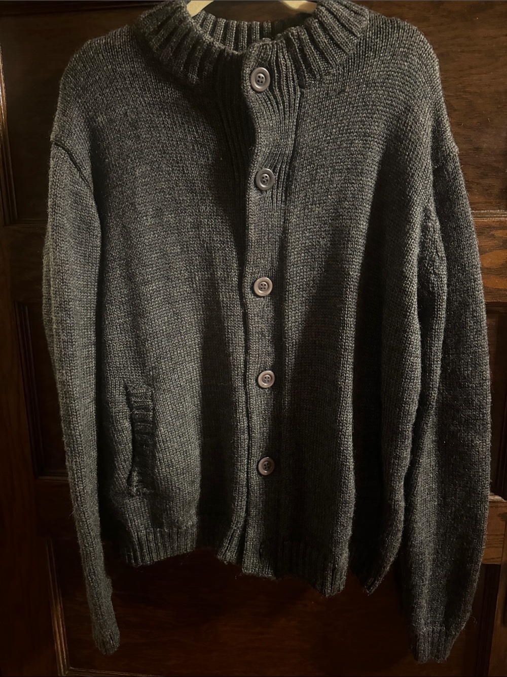 Woolovers Dark Gray Button-Up 100% Wool Cardigan
